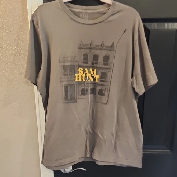 Gray Graphic T-Shirt with Yellow Print - Picture 1 of 3